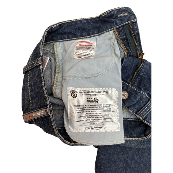 Ariat Work Women's Mid Rise Bootcut Jeans Dark Wash Size 28R Flame Resistant - Picture 4 of 5